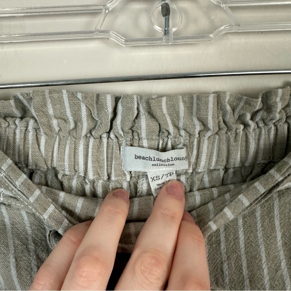 Beach Lunch Lounge | Striped Tie Waist Linen Blend Pants Size XS - Picture 3 of 8